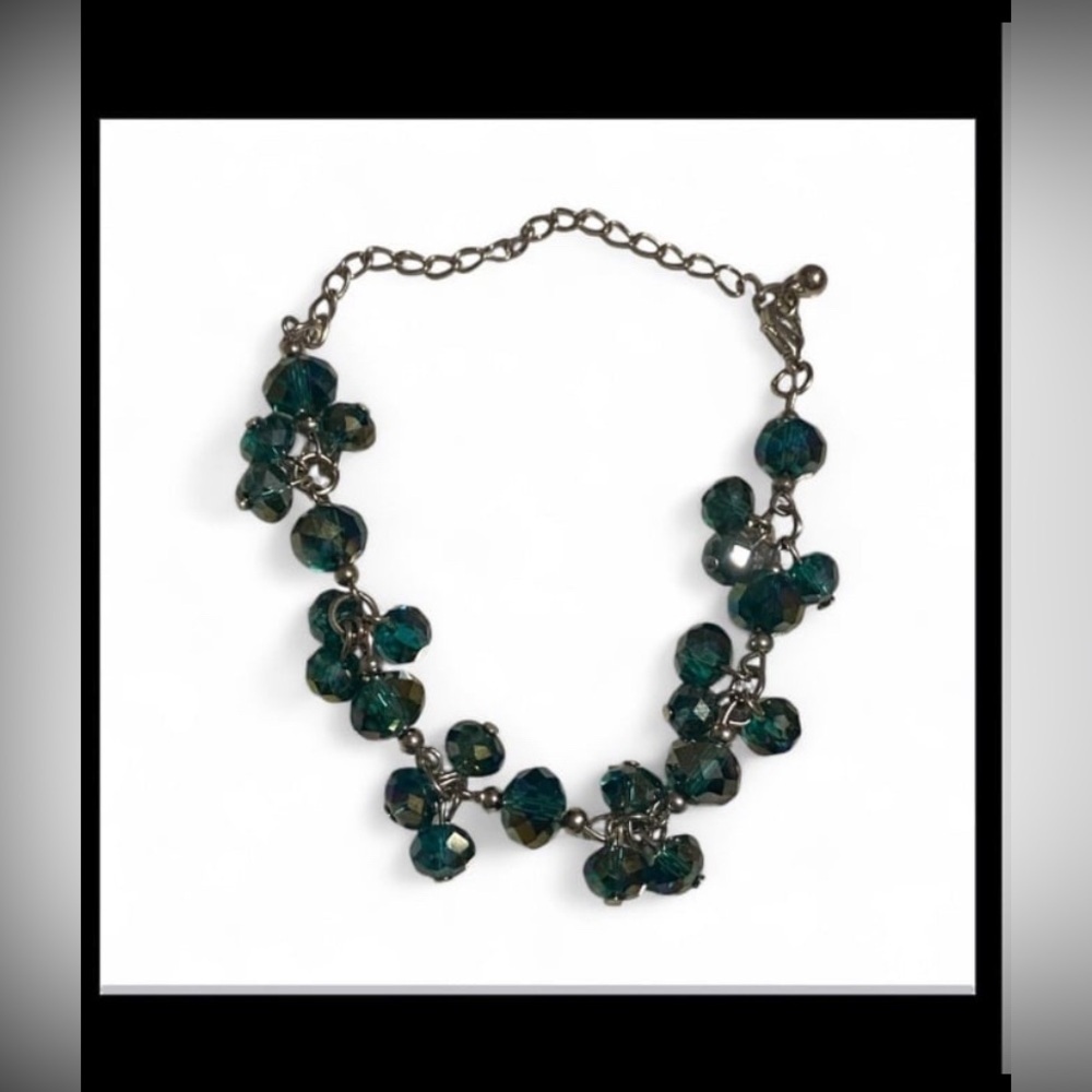 Green Aurora Borealis Crystal Bead Ankle Bracelet #6479